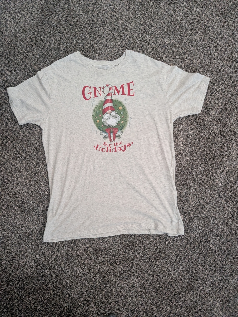 Holiday Gnome Graphic Tee - Light Gray